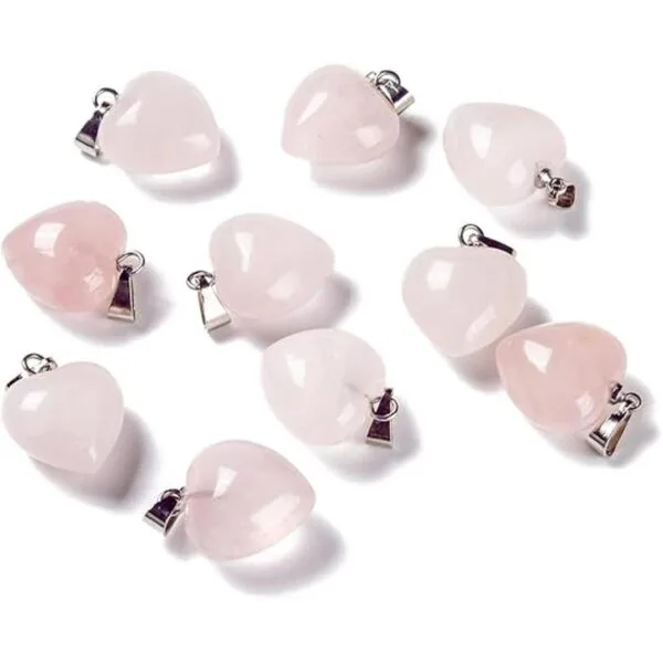 Beadthoven 10 colgantes de piedra de cuarzo rosa con_1