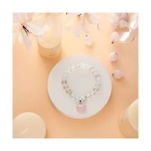 Beadthoven 10 colgantes de piedra de cuarzo rosa con_3
