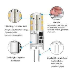 Bombilla LED G4 tipo JC de base bipin de 1.5 W CACC 12 V_3