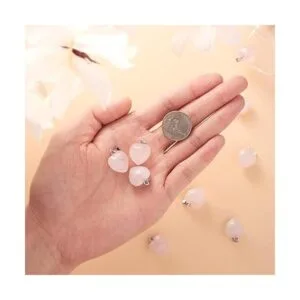 Beadthoven 10 colgantes de piedra de cuarzo rosa con_2
