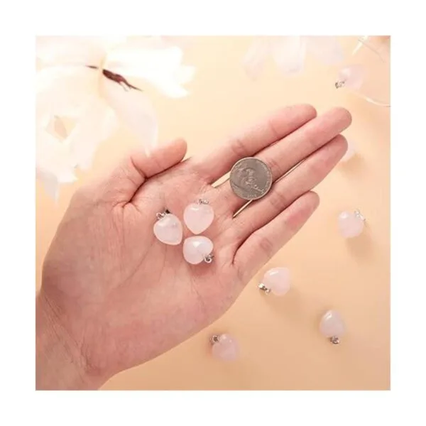 Beadthoven 10 colgantes de piedra de cuarzo rosa con_2