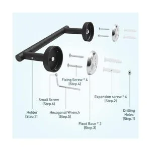 POKIM Soporte de papel higiénico negro Mango de tejido_6