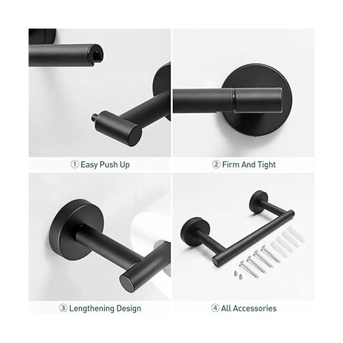 POKIM Soporte de papel higiénico negro Mango de tejido_4