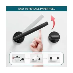 POKIM Soporte de papel higiénico negro Mango de tejido_2