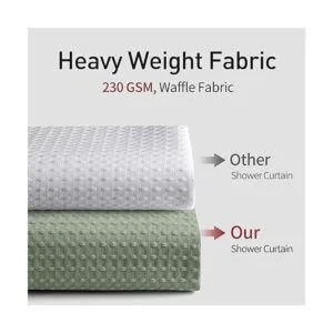 MitoVilla Juego de cortinas de ducha de gofre verde_6