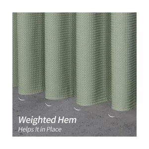 MitoVilla Juego de cortinas de ducha de gofre verde_4