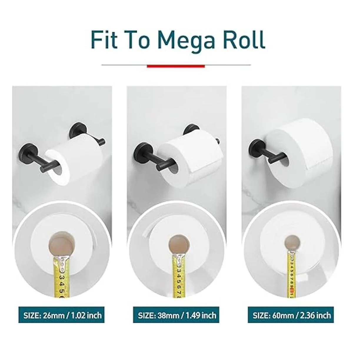 POKIM Soporte de papel higiénico negro Mango de tejido_3