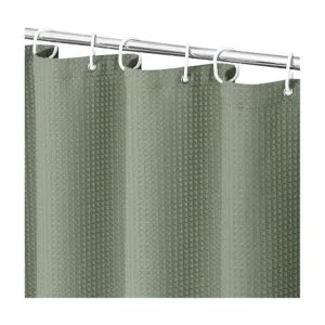 MitoVilla Juego de cortinas de ducha de gofre verde_2