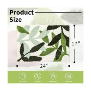 UNIBATH Alfombras de baño verdes con bonitas hojas para_2