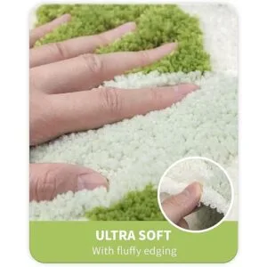 UNIBATH Alfombras de baño verdes con bonitas hojas para_4