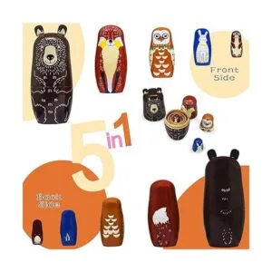 Muñecas de anidación rusas con diseño de oso de animal_3