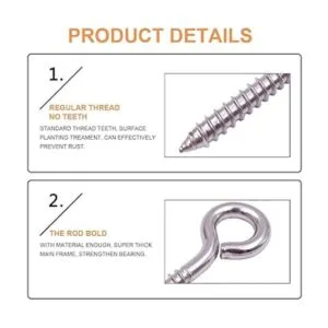 Paquete de 12 ganchos de metal M6 ganchos de tornillo de_5