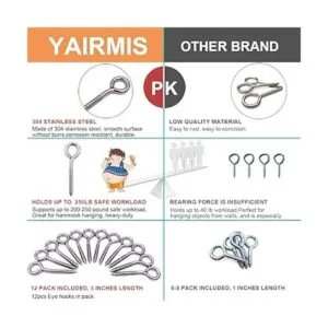 Paquete de 12 ganchos de metal M6 ganchos de tornillo de_3