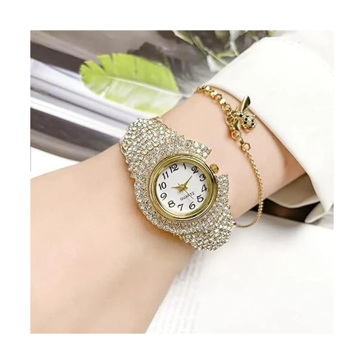 Weicam Reloj de pulsera analógico de cuarzo para mujeres y_2