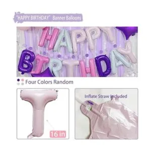 Decoraciones de cumpleaños rosas y moradas suministros de_5