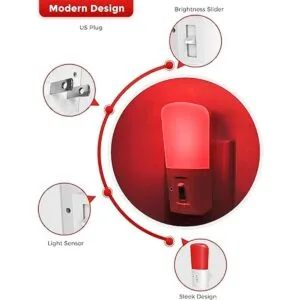 LOHAS Luz de noche roja enchufable luz de pared_4