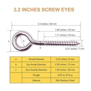 Paquete de 12 ganchos de metal M6 ganchos de tornillo de_4