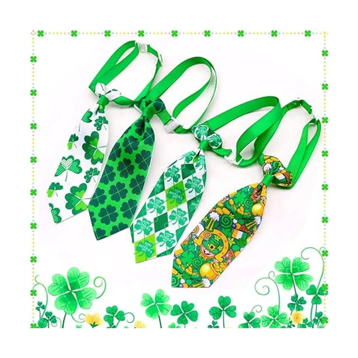 32 collares de perro del día de San Patricio con lazos_5