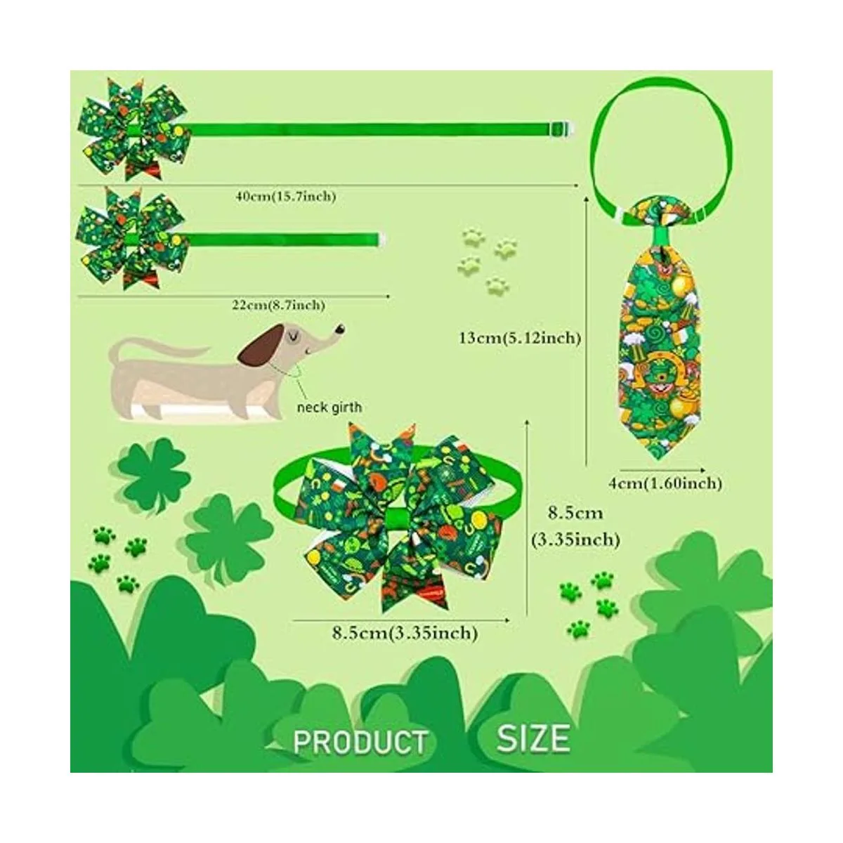 32 collares de perro del día de San Patricio con lazos_3