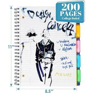 MOWEE Cuaderno en espiral cuaderno de 5 materias_4