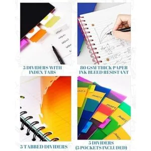 MOWEE Cuaderno en espiral cuaderno de 5 materias_2