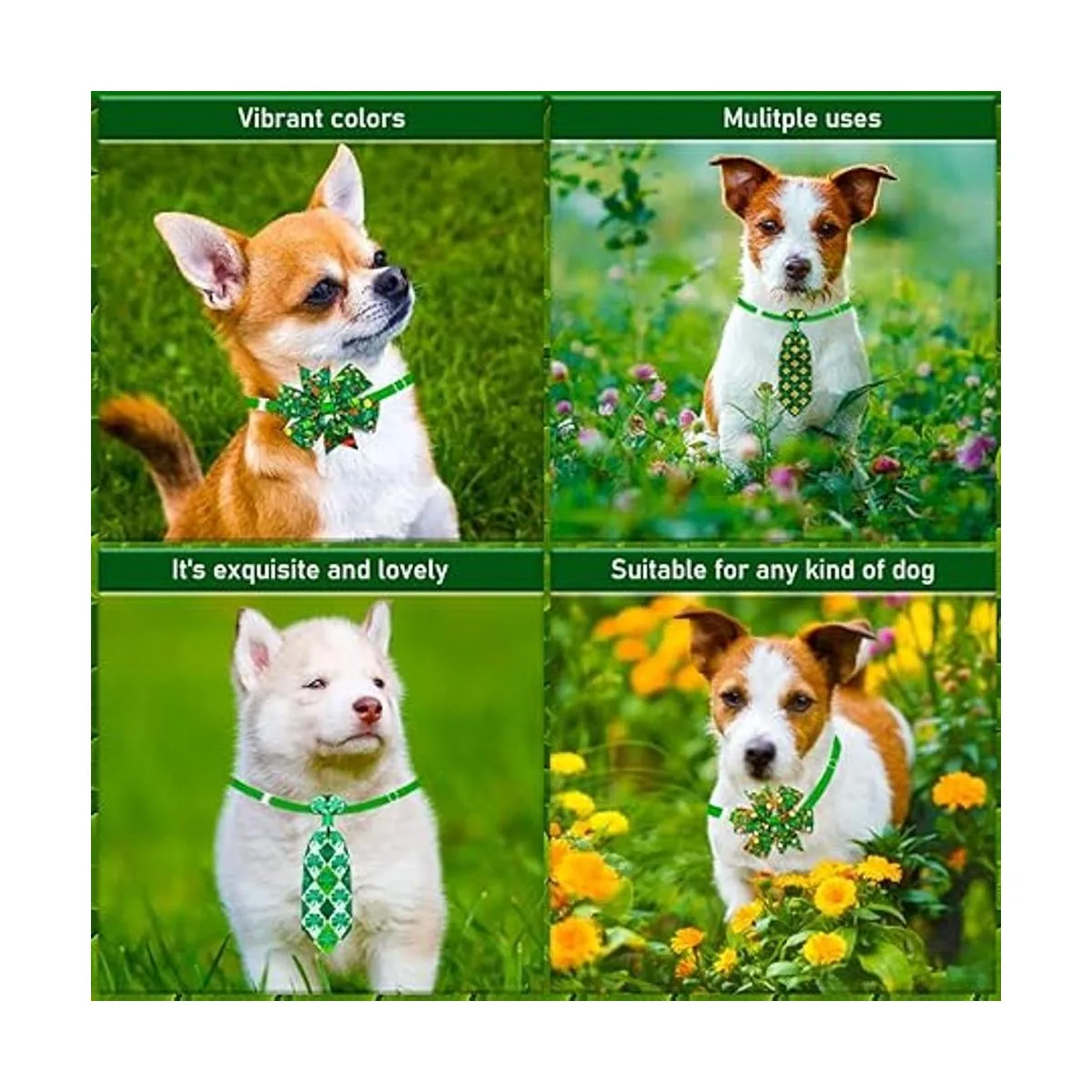 32 collares de perro del día de San Patricio con lazos_2