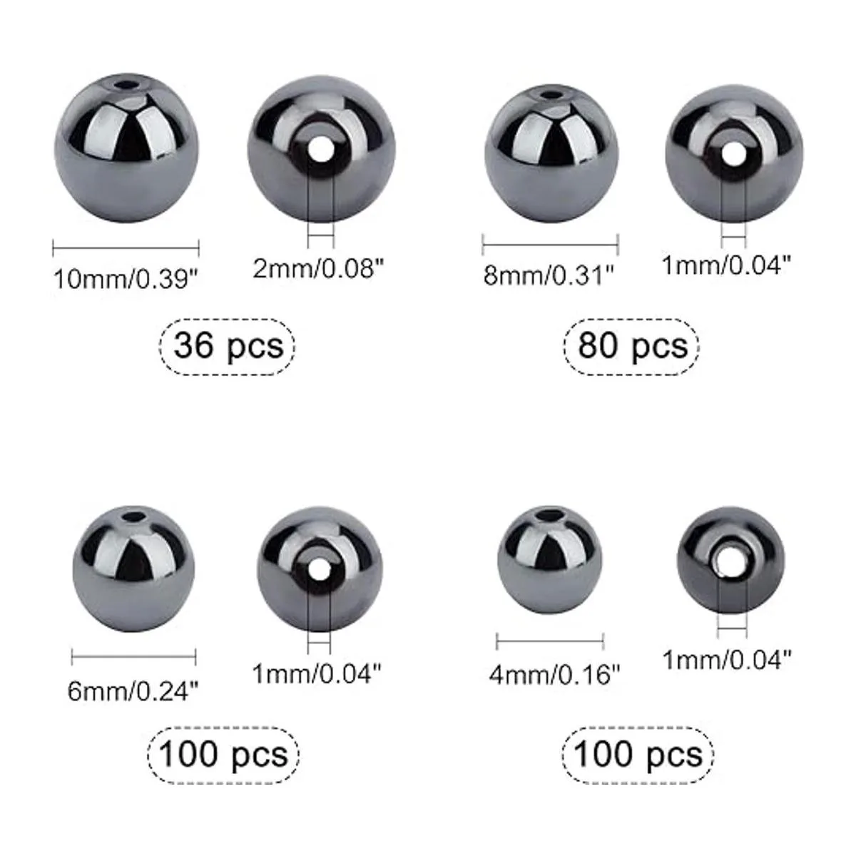 PH PandaHall Cuentas de hematita negra 316 cuentas_5