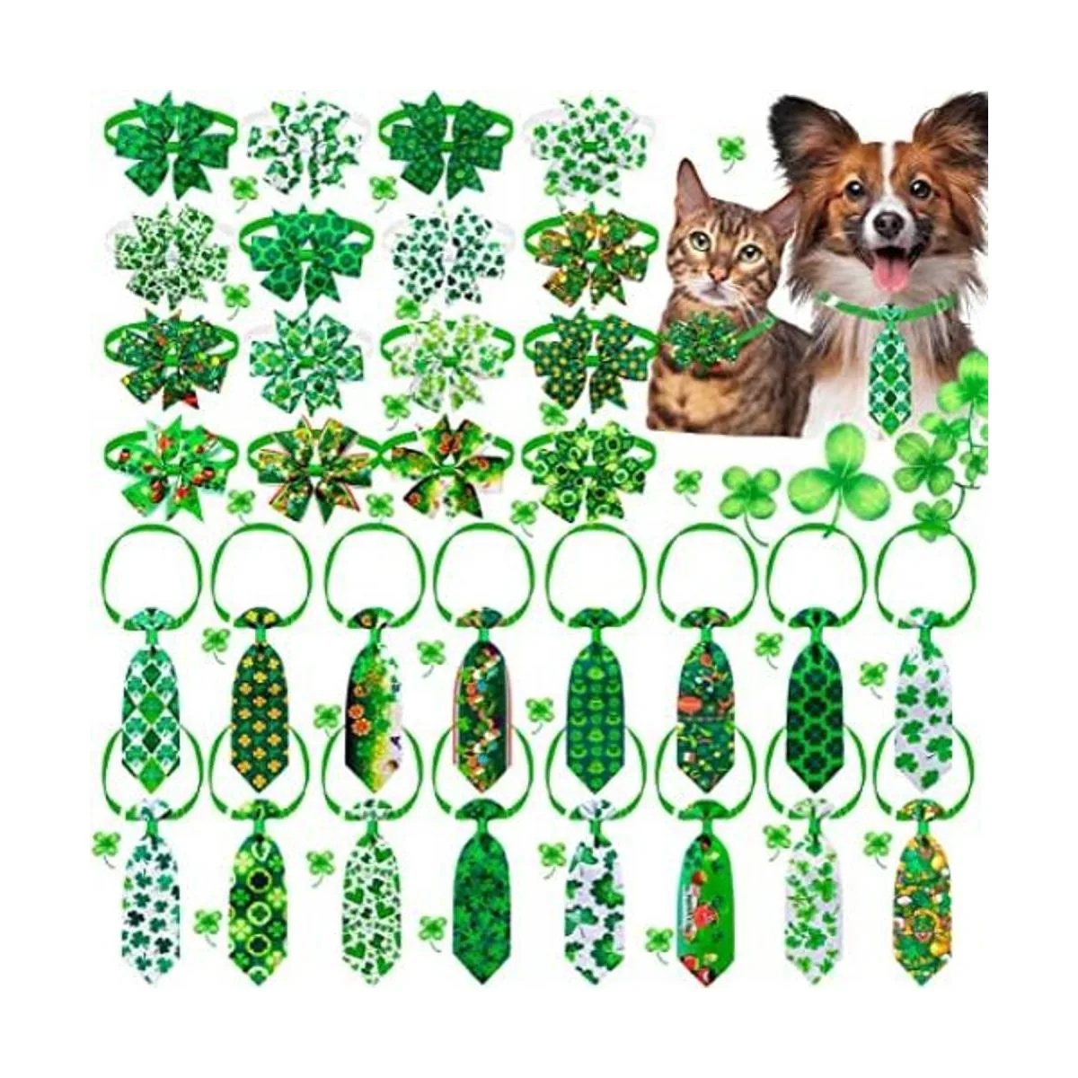 32 collares de perro del día de San Patricio con lazos_1