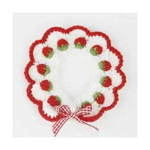 Collar de gato con bonito lazo y patrón de fresa cómodo_6