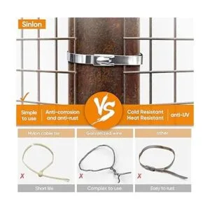 Sinlon 100 bridas de eslabones para cerca multiusos con_3