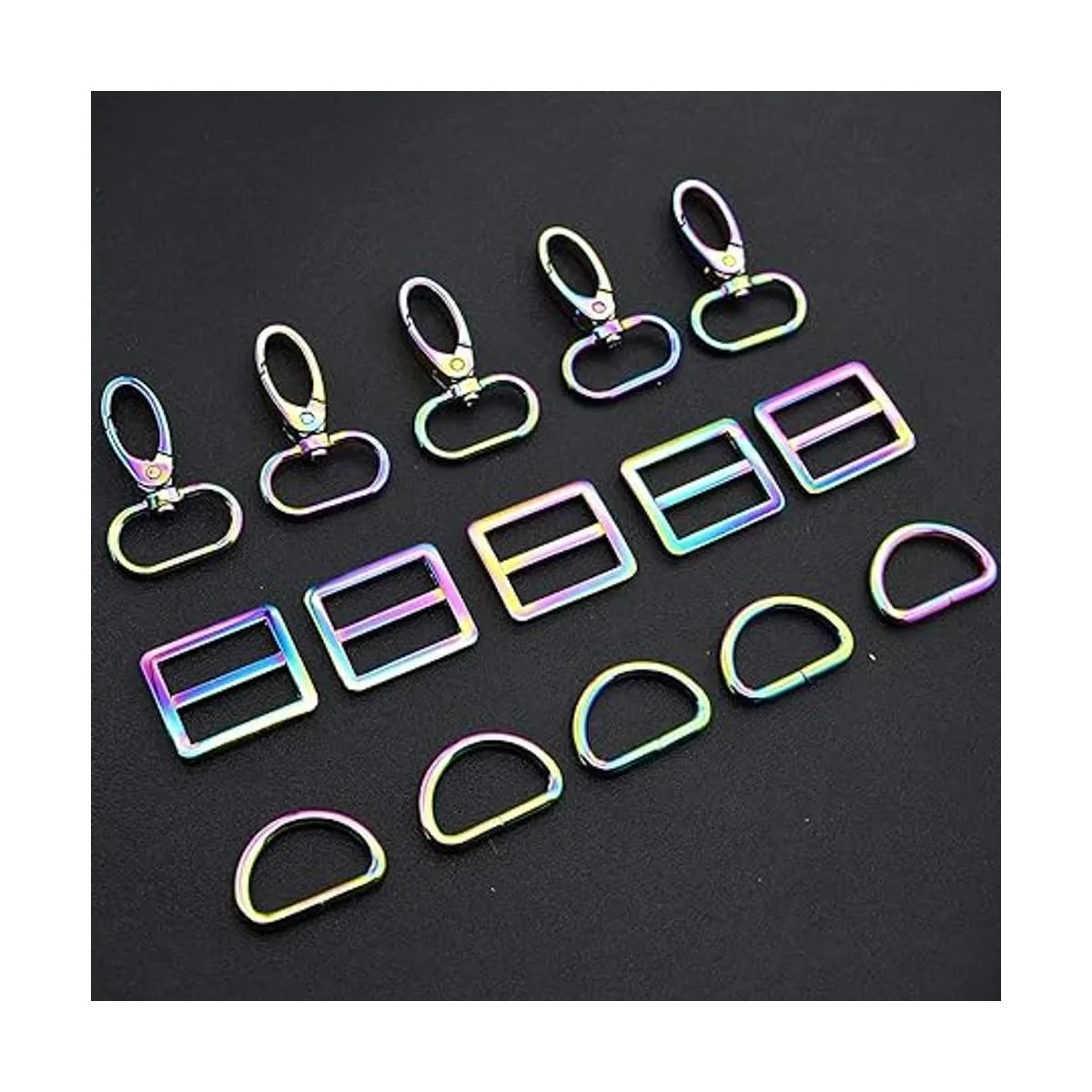 MELORDY 15 ganchos giratorios de metal con anillos en D y_4