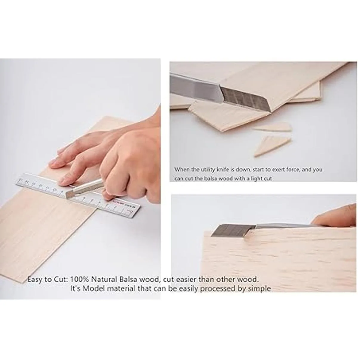 iUoczi Paquete de 12 hojas de madera balsa de 116 x 4 x_4