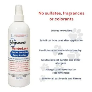 Allersearch DanderLess Spray eliminador de caspa para gatos_4