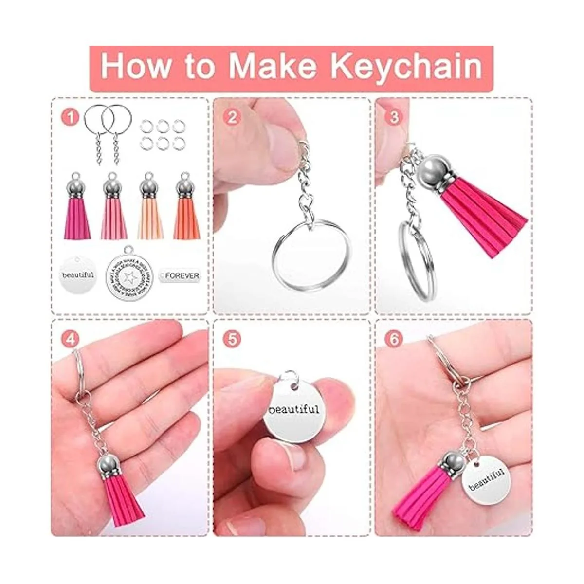 Juego de 350 llaveros motivacionales con 50 dijes de_6