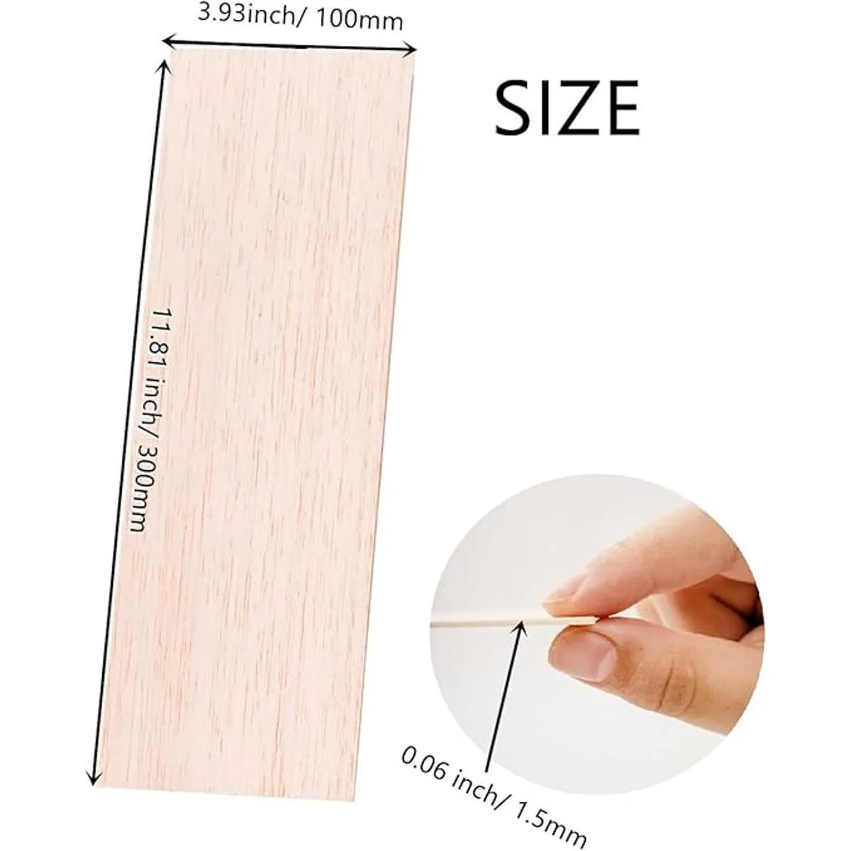 iUoczi Paquete de 12 hojas de madera balsa de 116 x 4 x_6