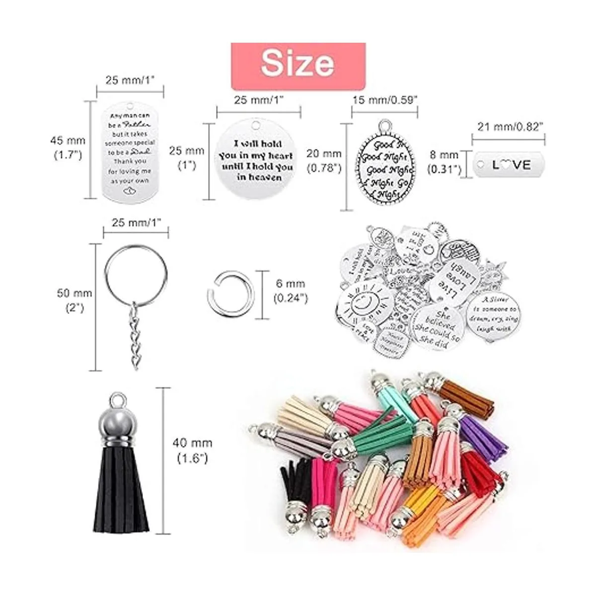 Juego de 350 llaveros motivacionales con 50 dijes de_4