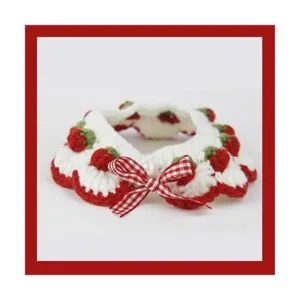 Collar de gato con bonito lazo y patrón de fresa cómodo_7