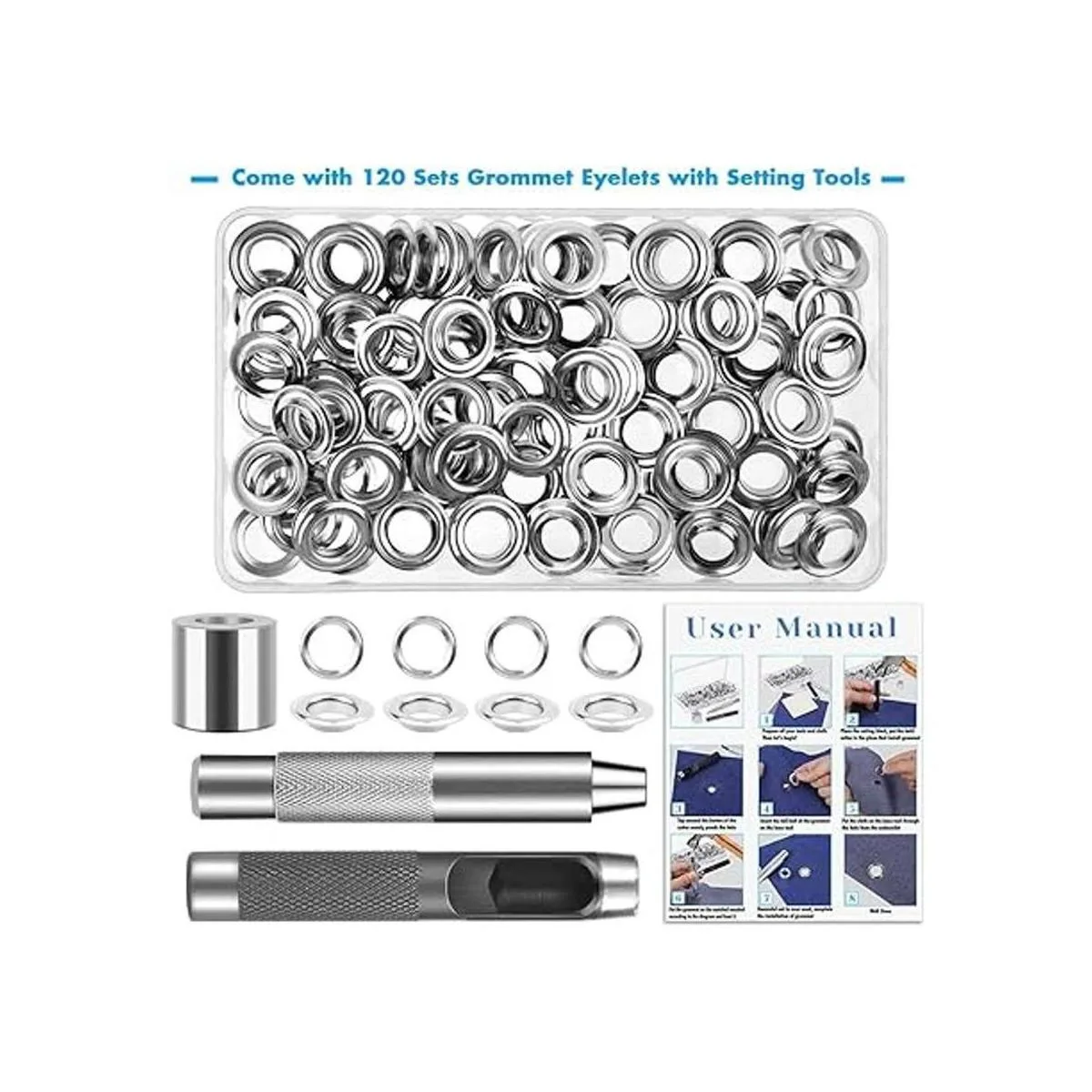 Juego de 120 herramientas con ojales de 12 pulgada kit_2