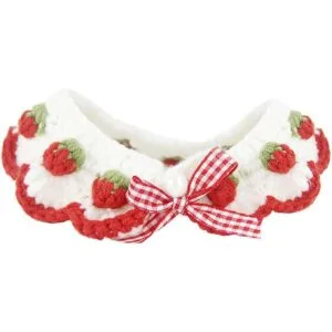 Collar de gato con bonito lazo y patrón de fresa cómodo_4