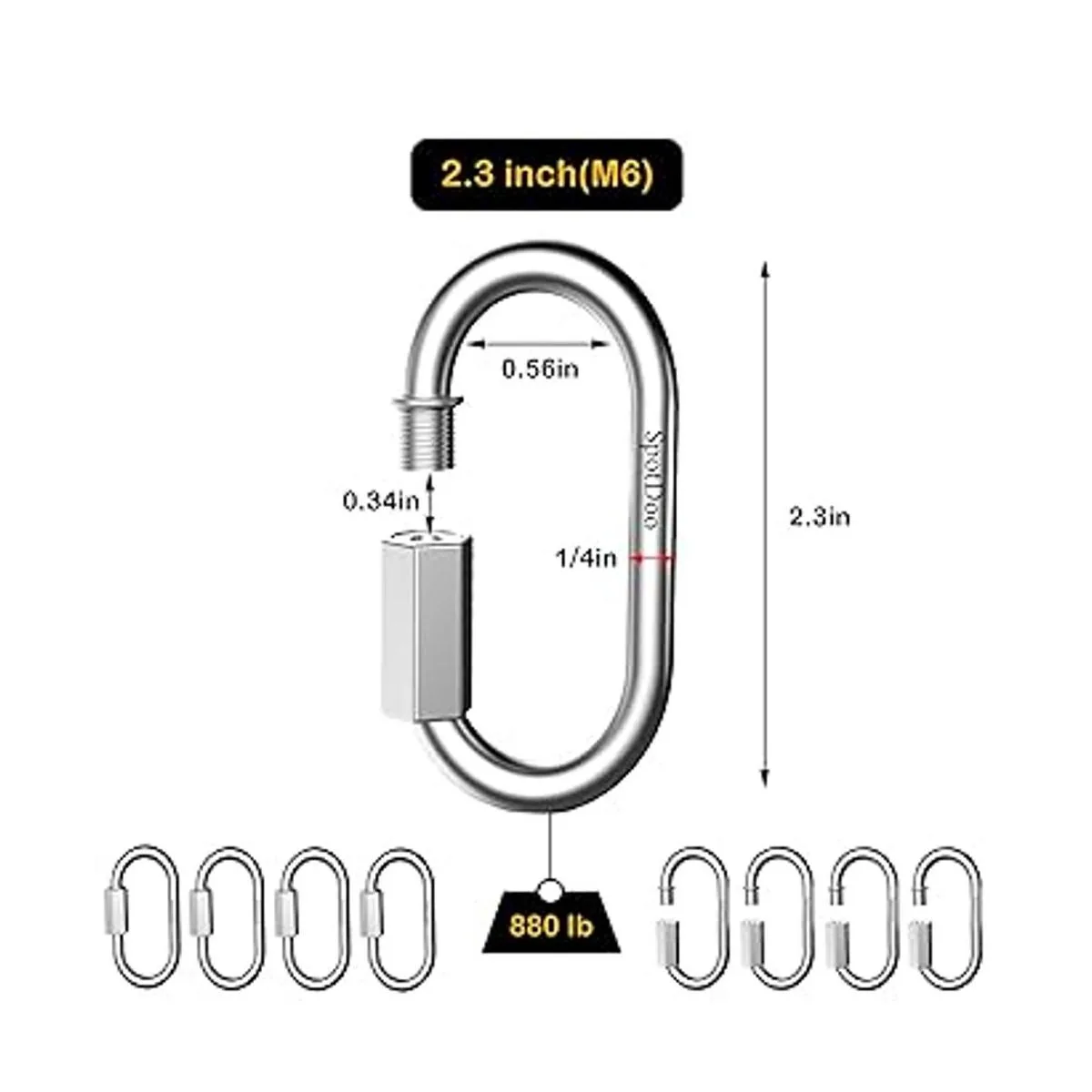 SpotDoo Paquete de 8 eslabones rápidos de cadena de acero_2