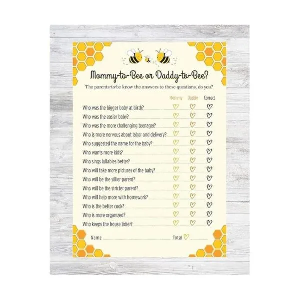 Juego de baby shower de mamá a abeja o papá a abeja 24_3