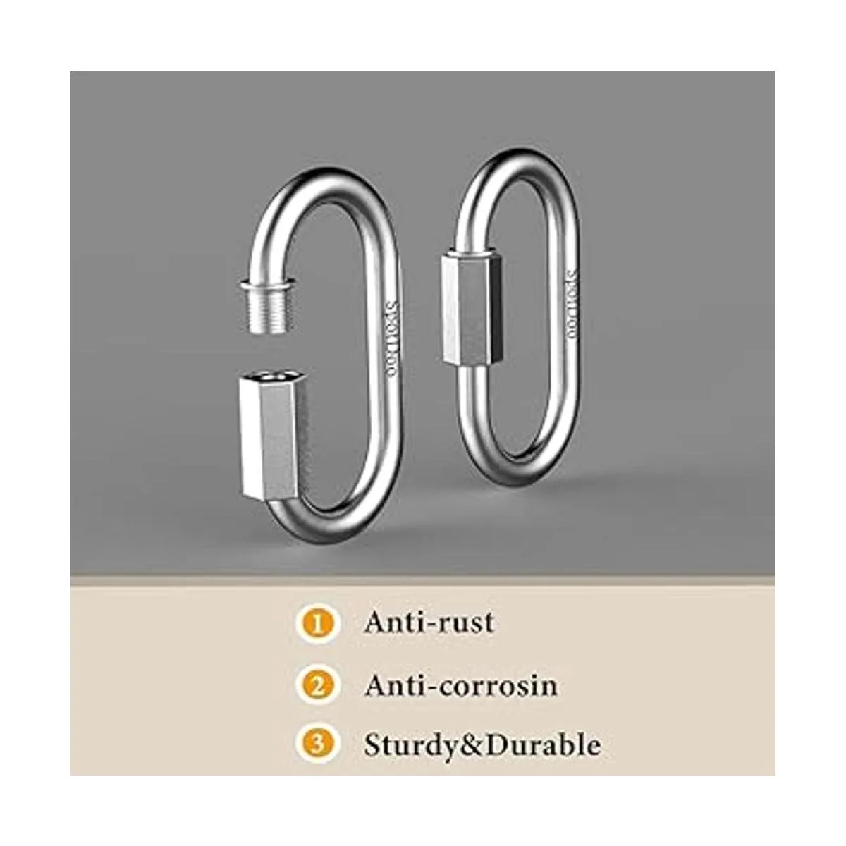 SpotDoo Paquete de 8 eslabones rápidos de cadena de acero_3