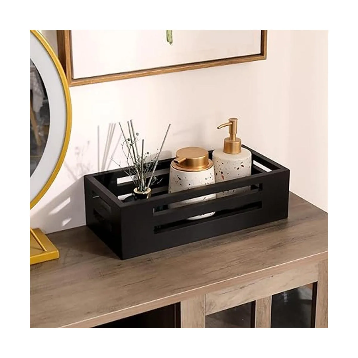 Caja de decoración negra para inodoro cesta de baño de_2