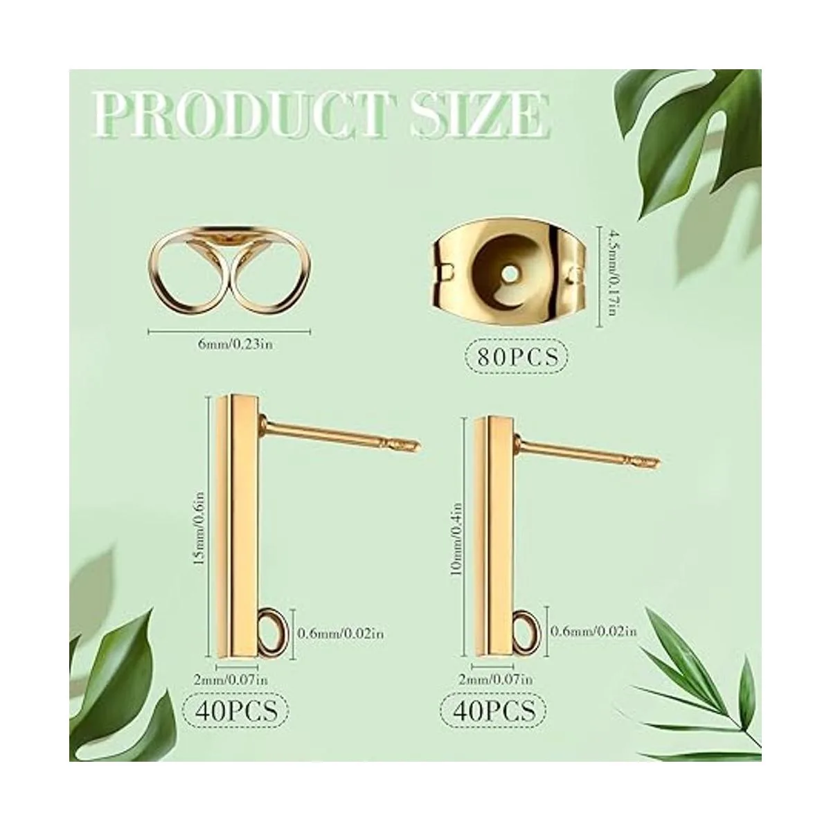 80 aretes de acero inoxidable con bucle aretes_2