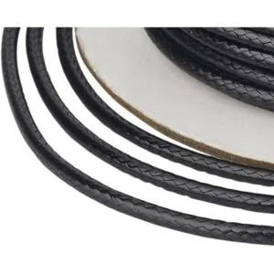 Cordón de poliéster encerado coreano negro trenzado_2