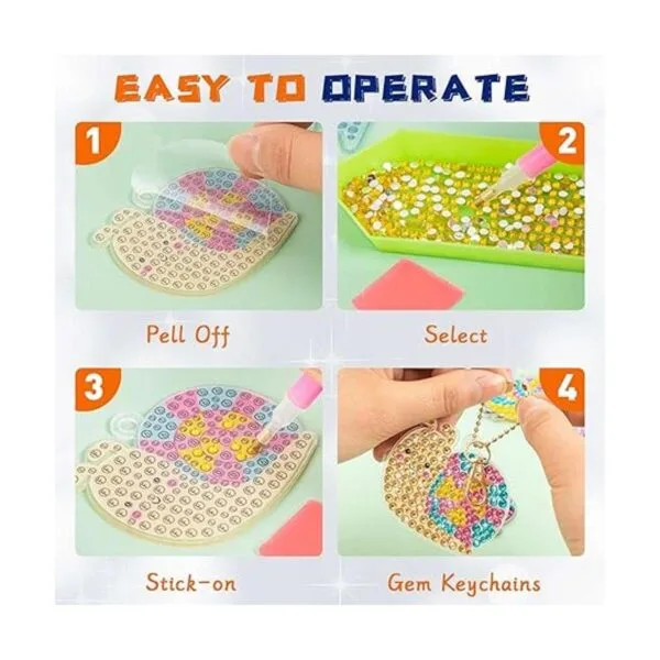 FFNIU Arte de diamantes para niños paquete de 15 llaveros_5