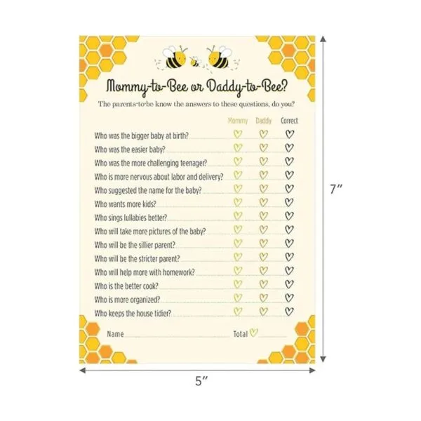Juego de baby shower de mamá a abeja o papá a abeja 24_4