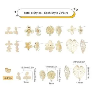 SUNNYCLUE 1 caja DIY 16 pares de pendientes de flor de_2