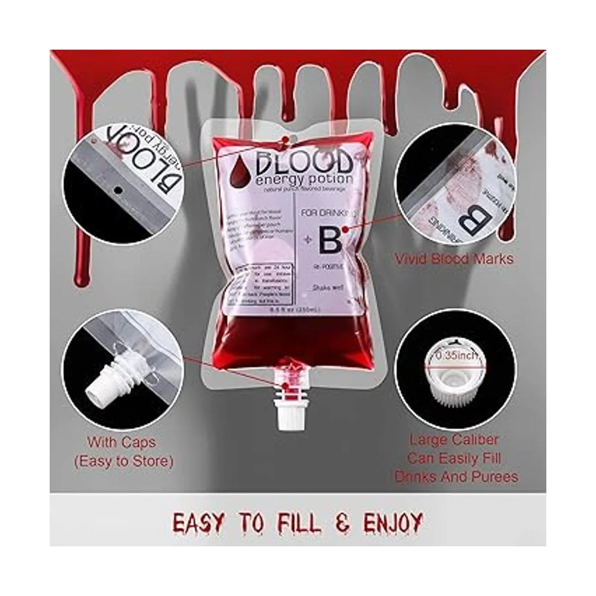 Nuenen 32 bolsas de sangre de Halloween para beber fiesta_3