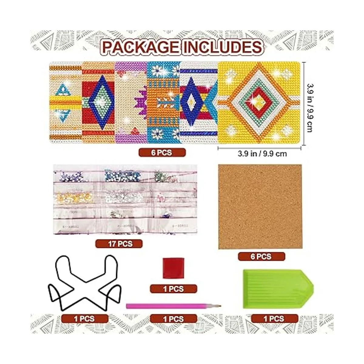 Temlum 6 posavasos de pintura de diamantes con soporte_2